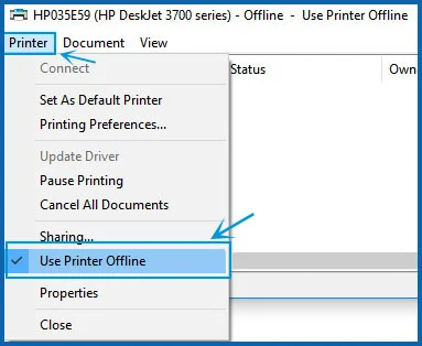 Disable the Use Printer Offline Setting